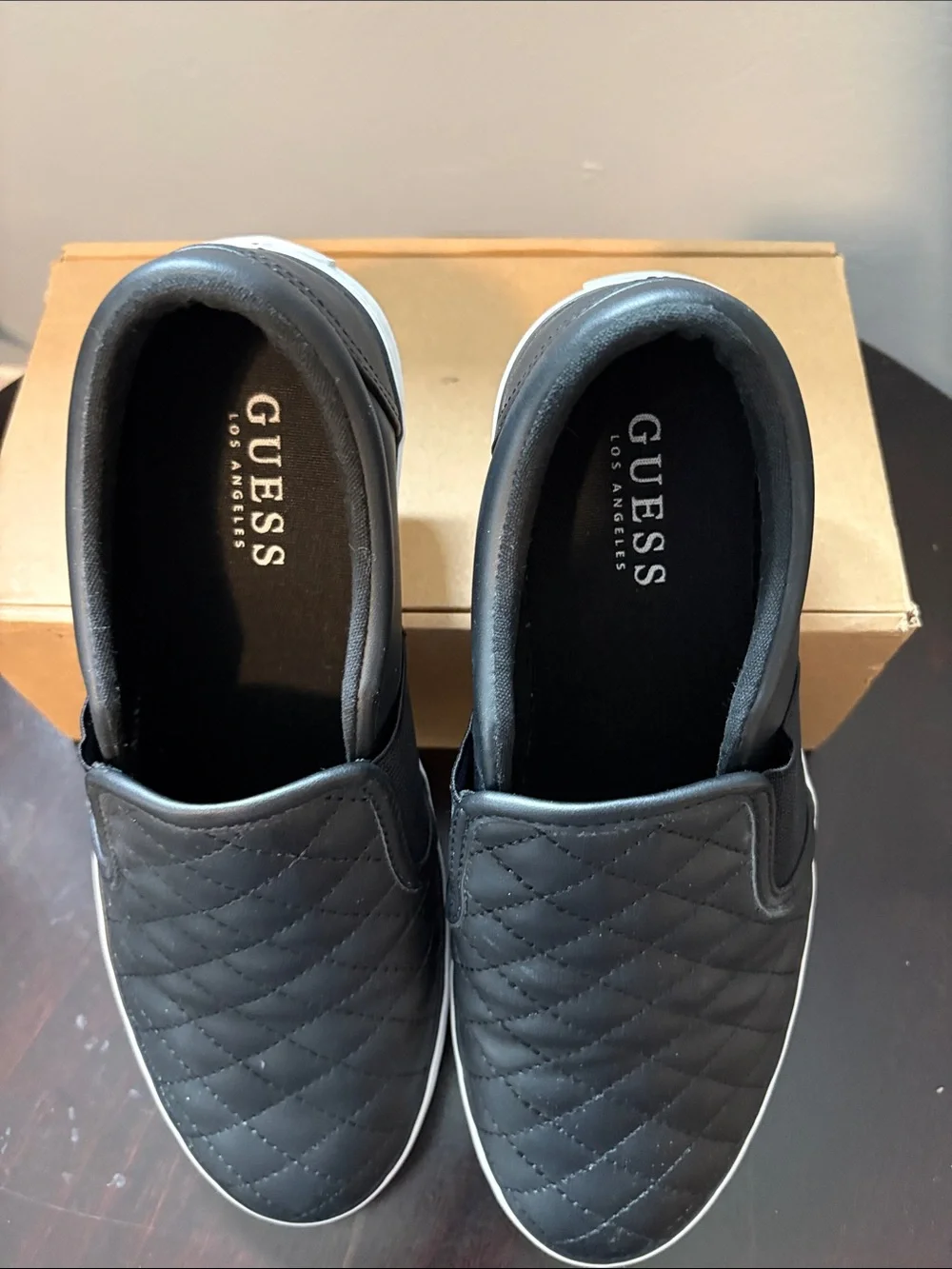 GUESS Women's Quilted Slip-On Loafers in Black - Size 8